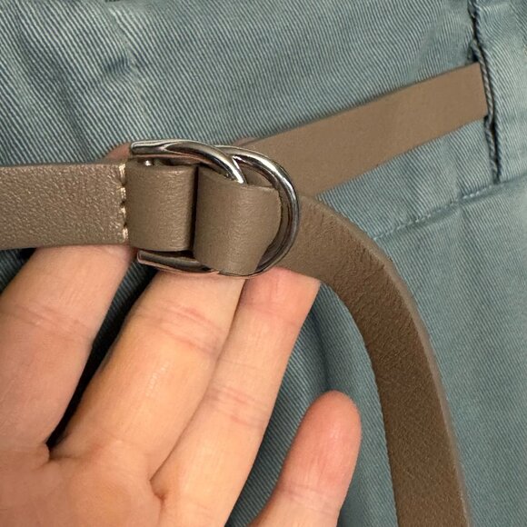 Peserico Sage Green Pleated Wide Leg Gaberdine Tan Silver Hardware Belted Pants - Picture 5 of 16